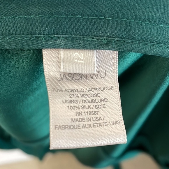 Jason Wu 12 Green Satin Crepe Wrap Midi Dress - Picture 9 of 12